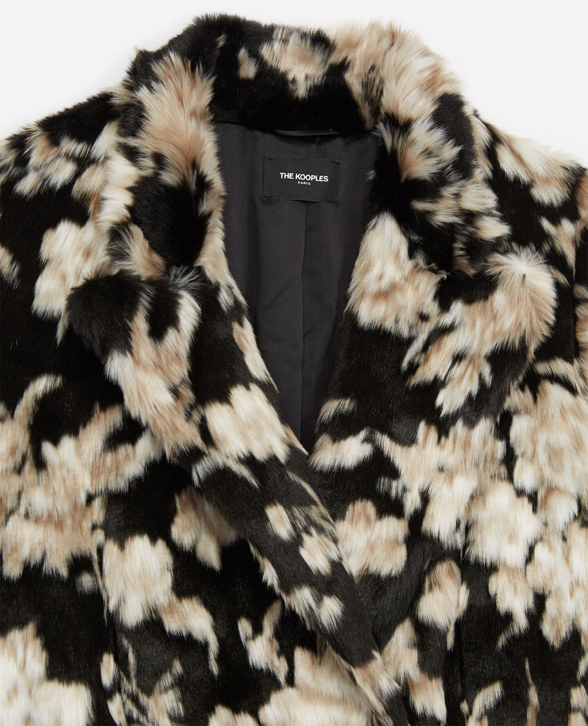 Faux fur coat with leopard print, BLACK-ECRU, hi-res image number null
