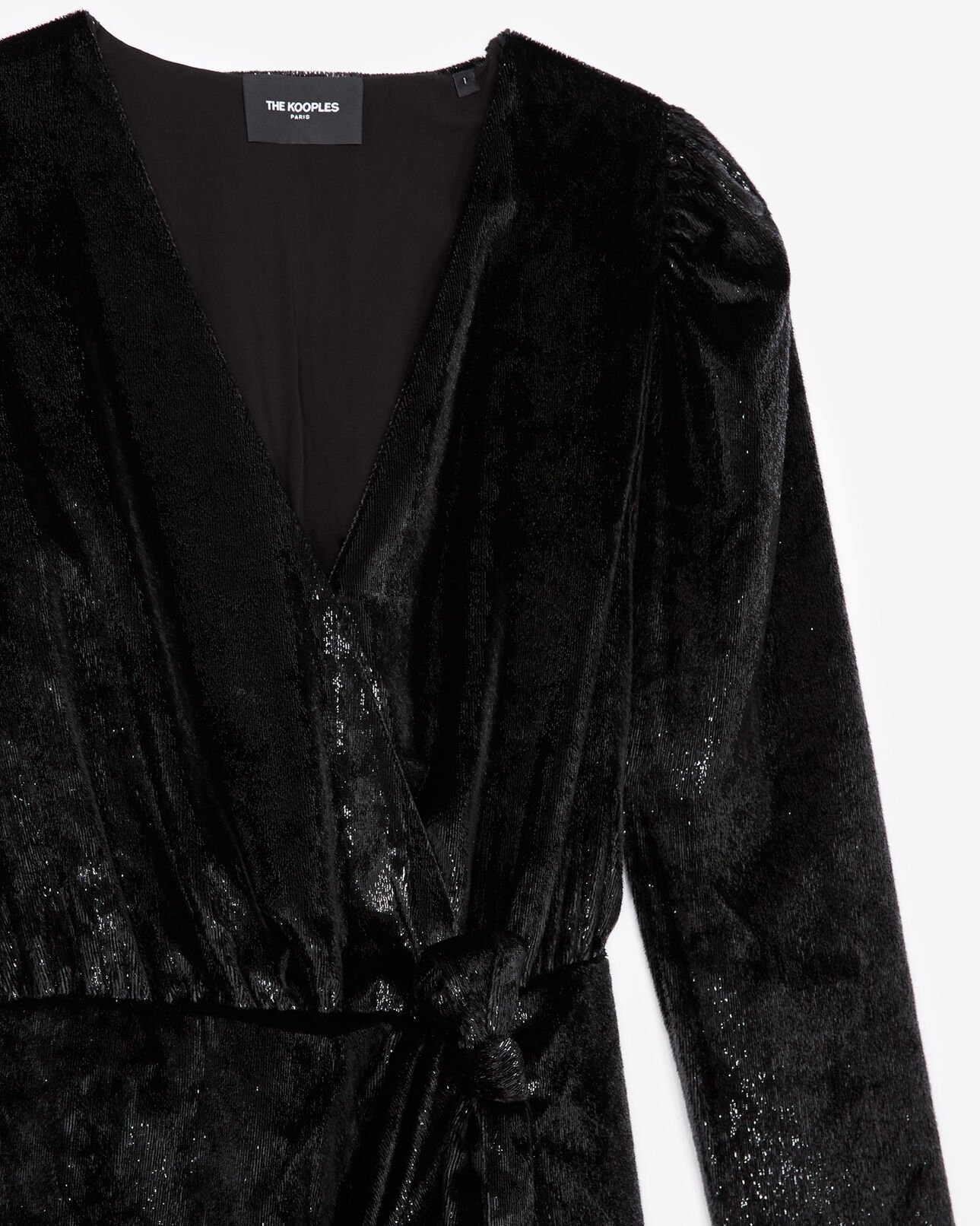 The Kooples WOMEN BLACK black velvet wrap dress