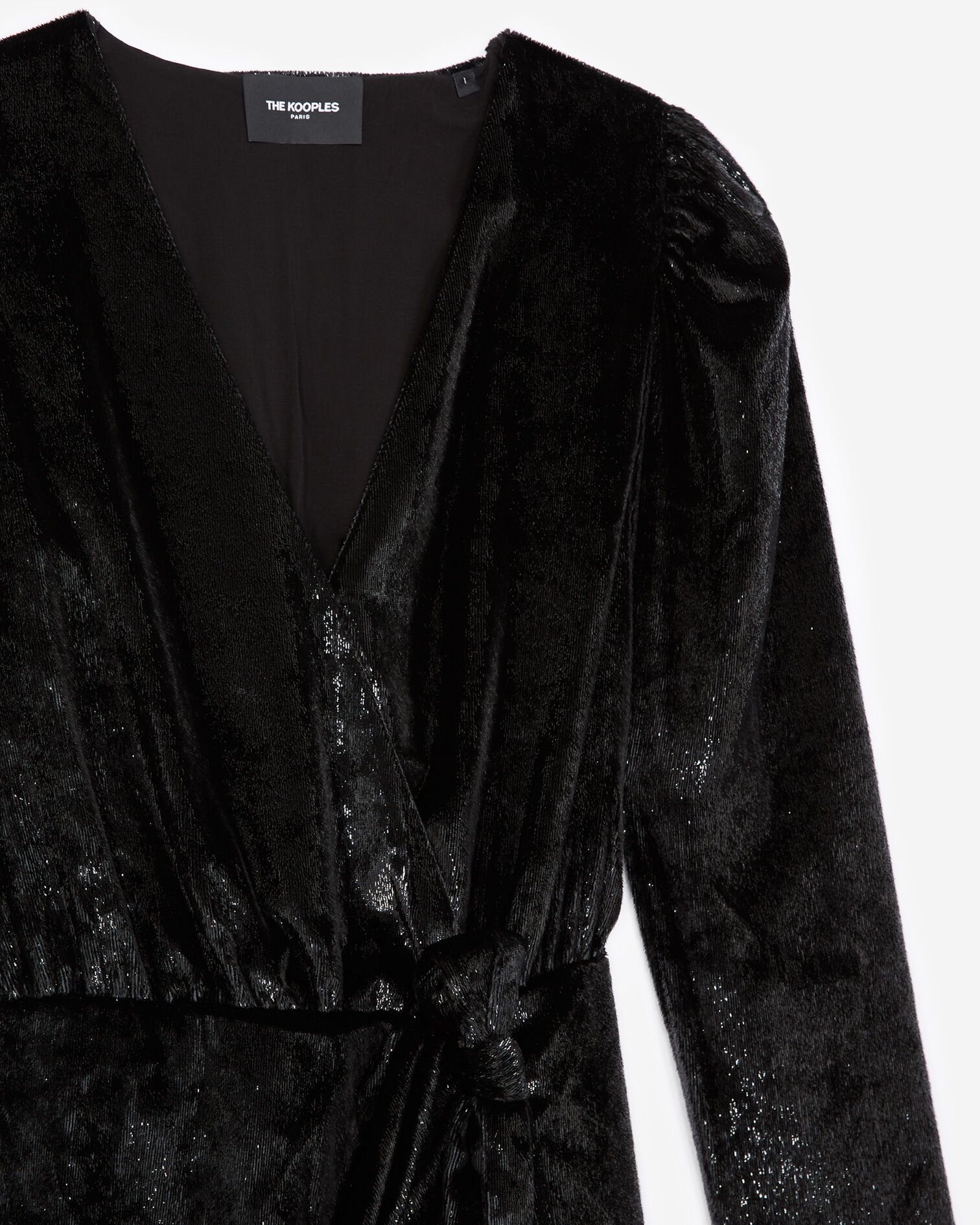 Black velvet wrap dress, BLACK, hi-res image number null
