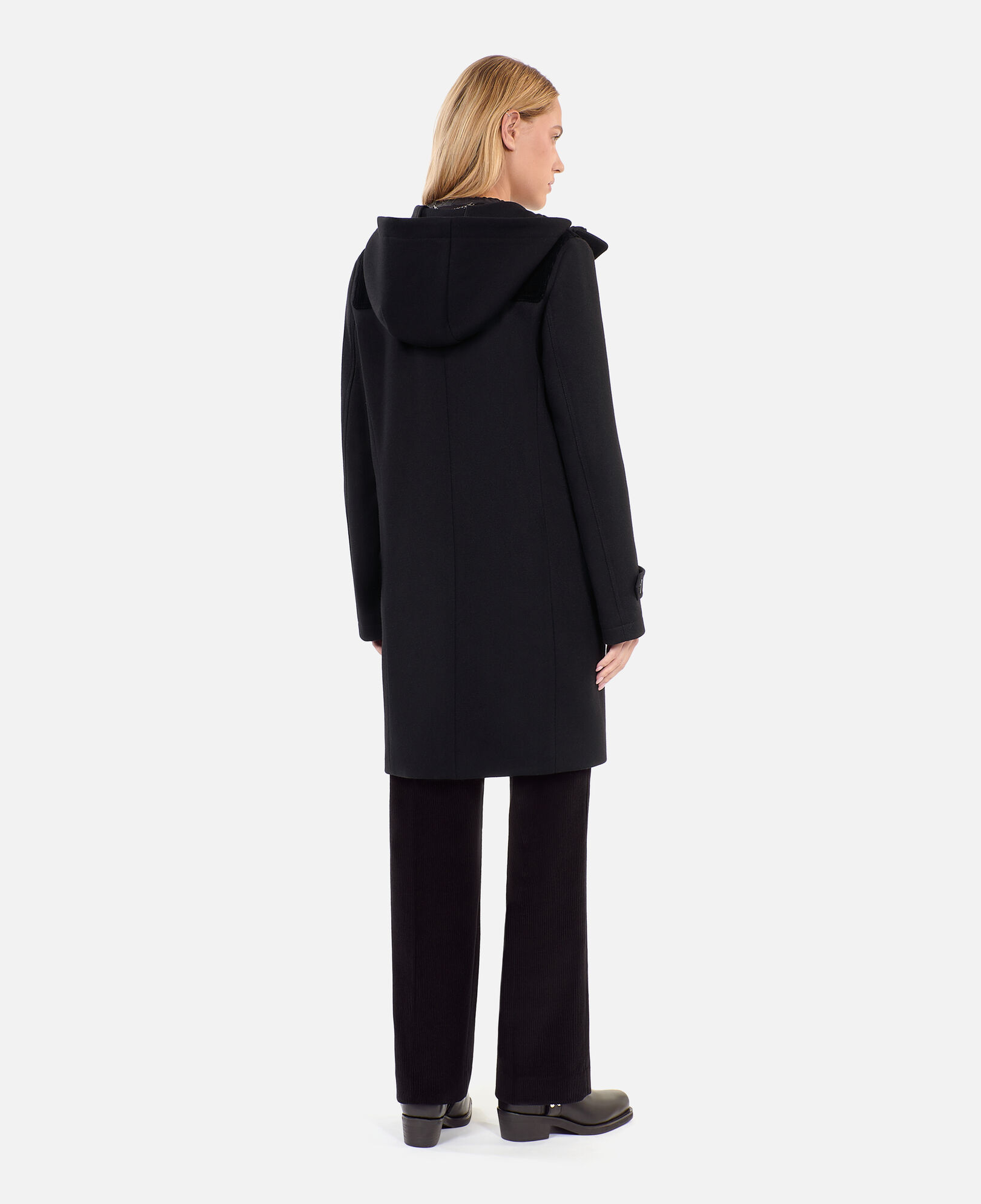 The Kooples WOMEN BLACK black hooded pea coat