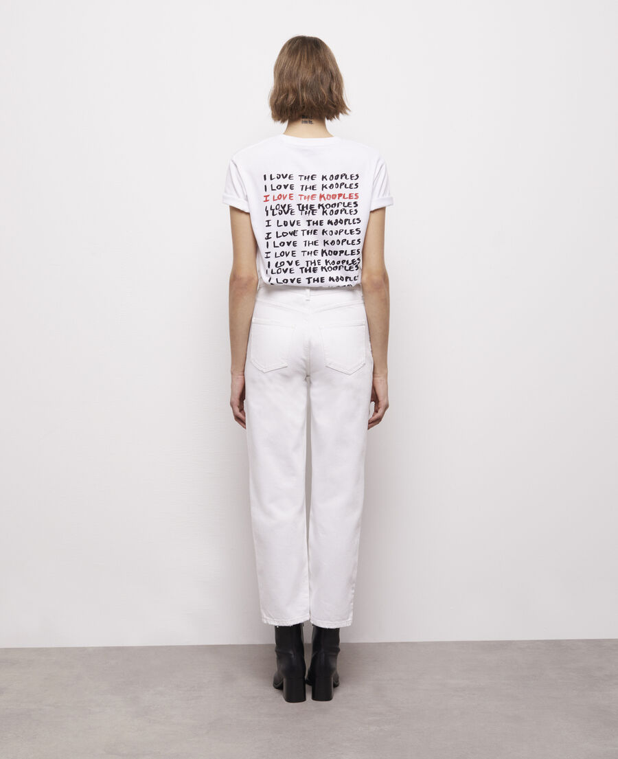 white straight-cut jeans