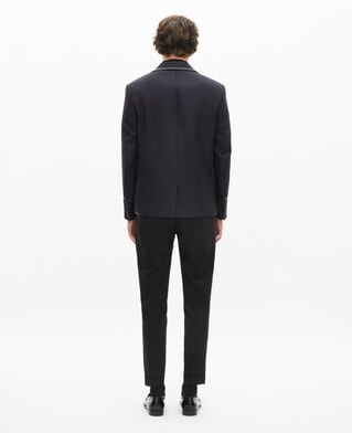 The Kooples HOMME DARK NAVY veste en laine m&eacute;lang&eacute;e bleu marine