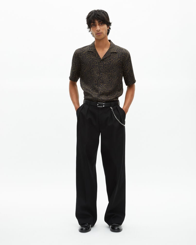 The Kooples HOMME BLACK KAKI chemise manches courtes imprimé léopard kaki