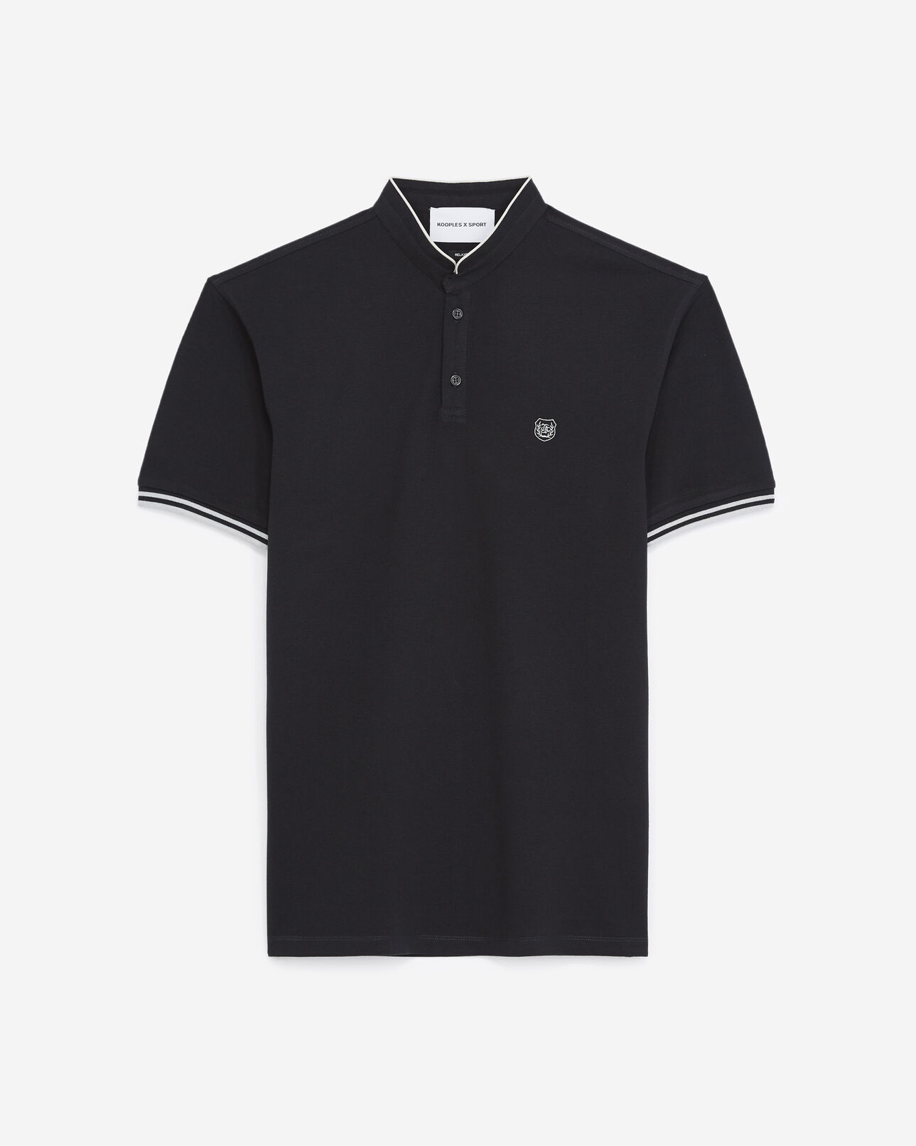 The Kooples MEN ANTHRACITE BLUE / GLACIER black and white polo shirt