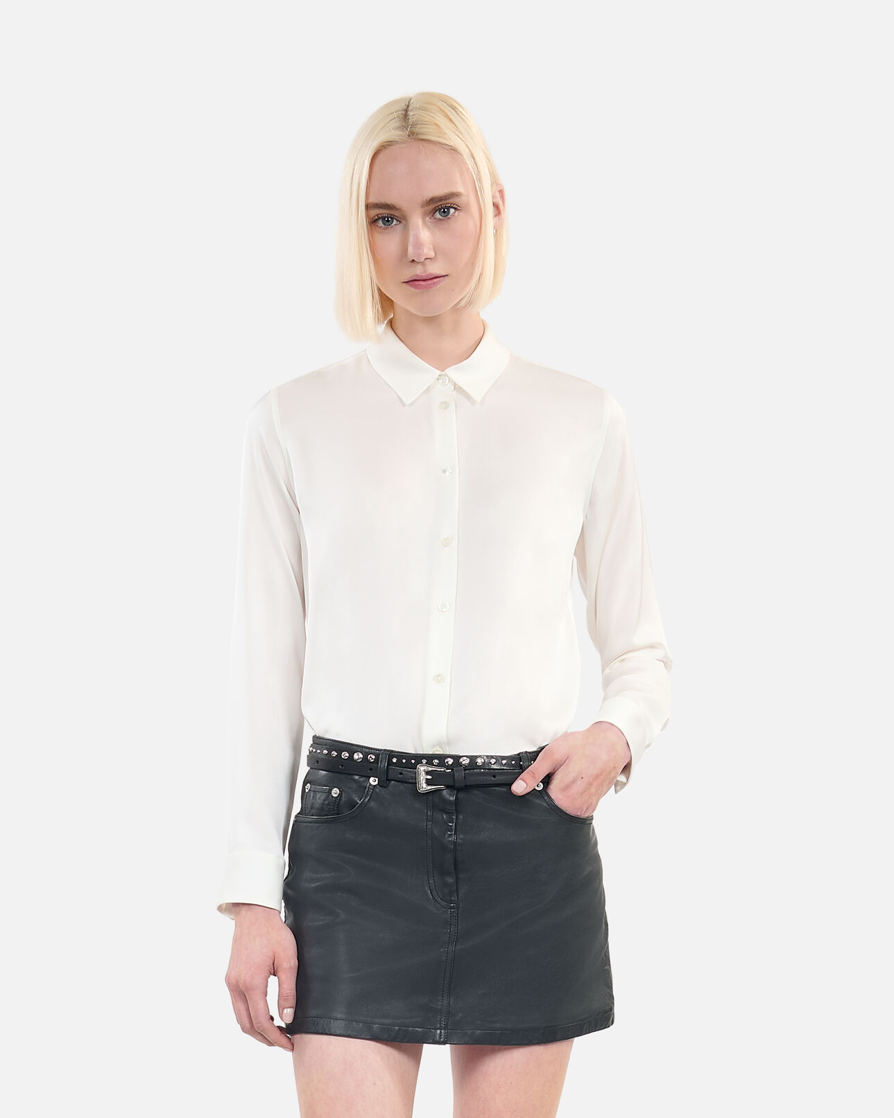 The Kooples FEMME WHITE chemise en soie blanche
