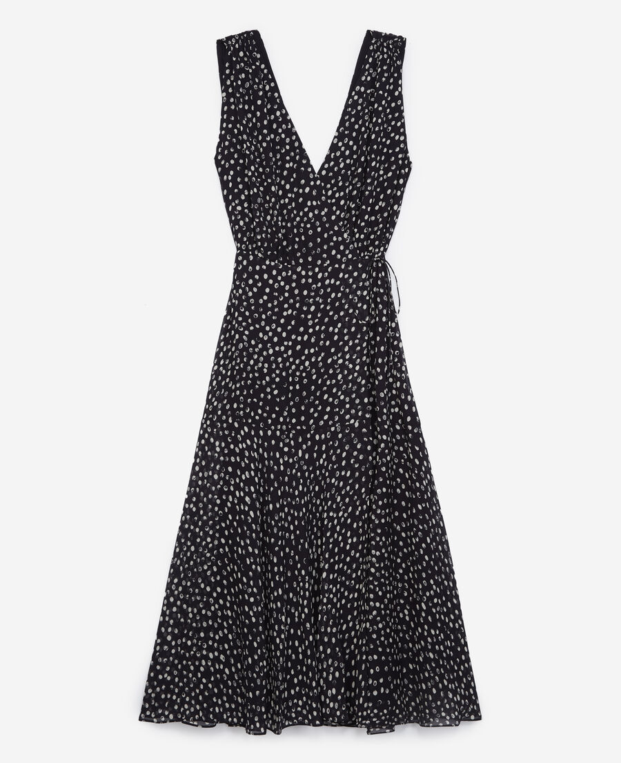 Navy blue wrap dress with polka dots The Kooples