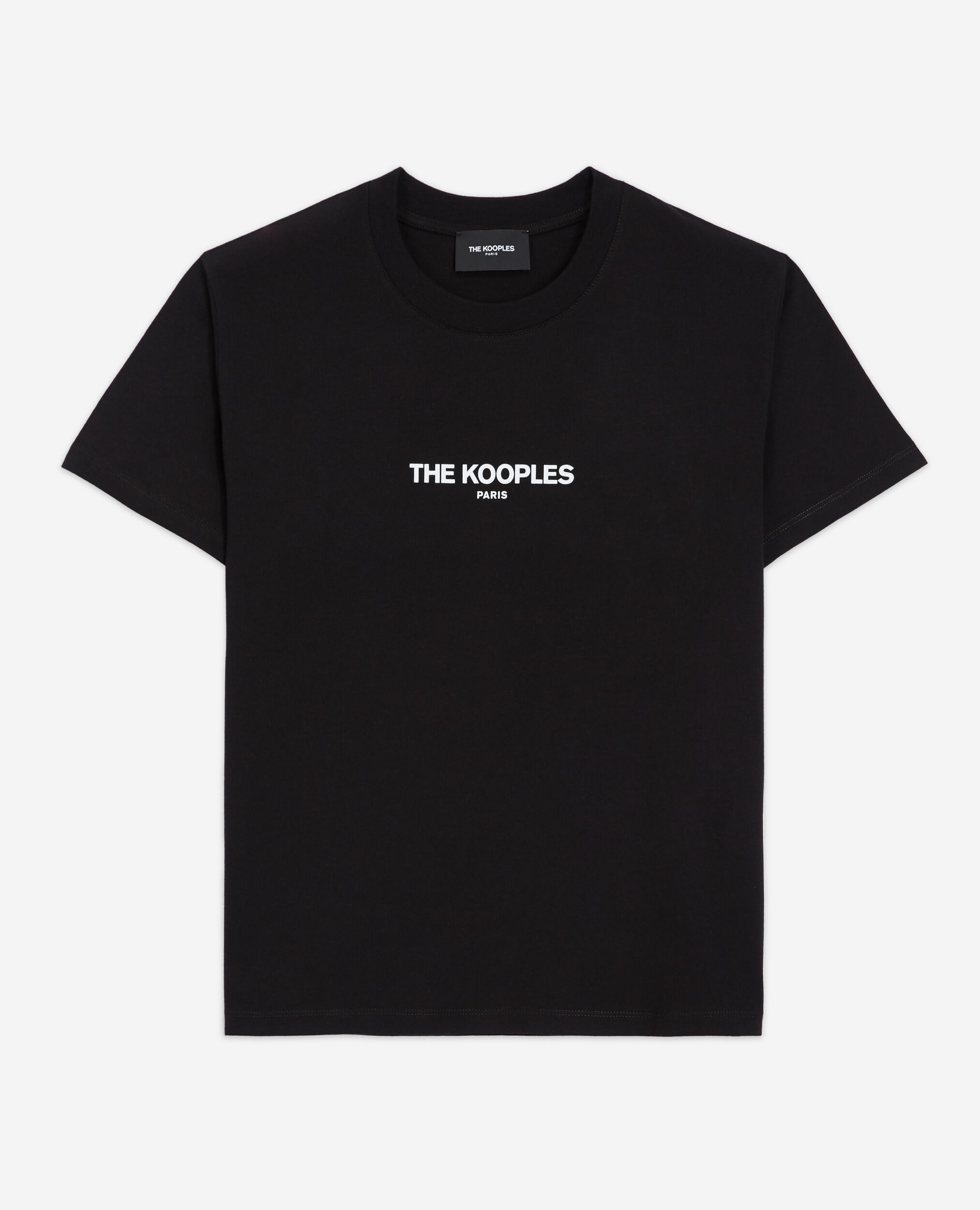 T-shirt noir coton à logo imprimé, BLACK, hi-res image number null