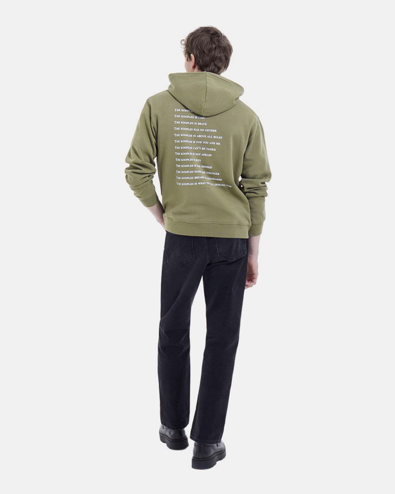 The Kooples HOMME KAKI sweat capuche coton kaki logo what is