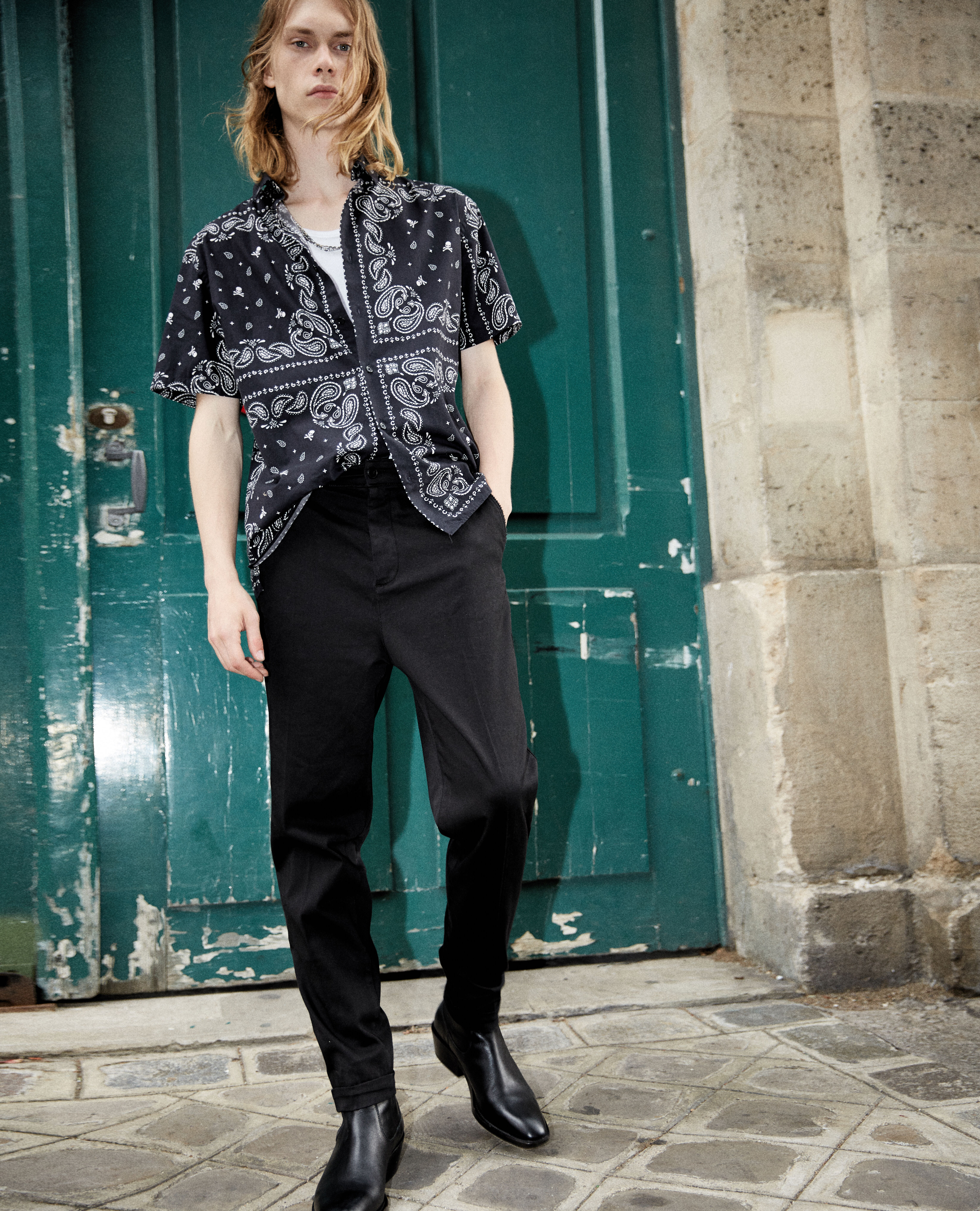 Black wool chinos