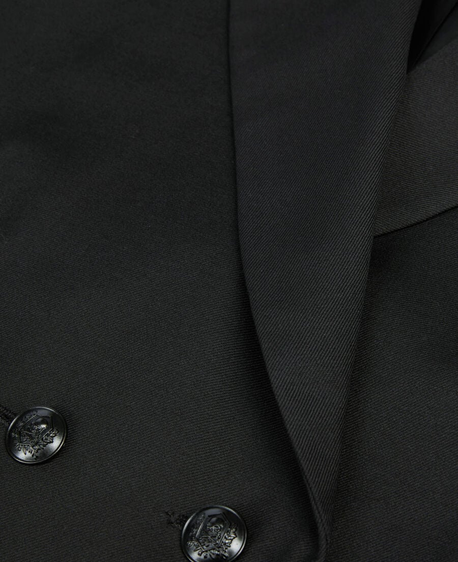 The Kooples FEMME BLACK veste courte plissée en laine mélangée noire