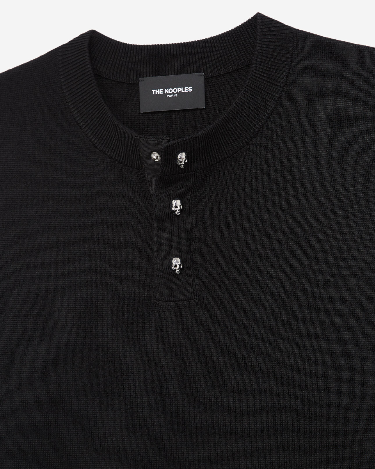 The Kooples HOMME BLACK pull laine noir à boutons tête de mort