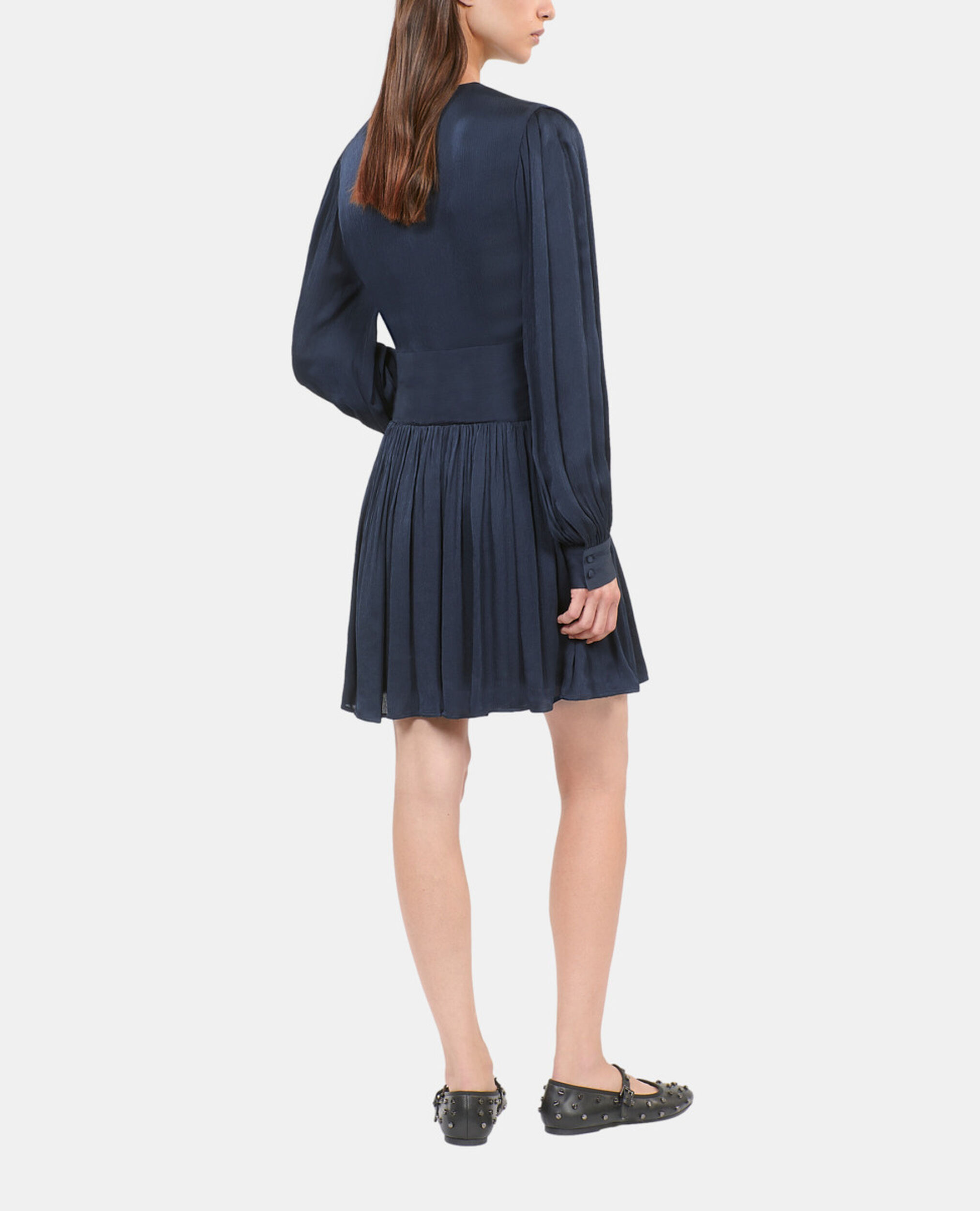 Robe courte tissu crinckle bleu marine, DARK NAVY, hi-res image number null