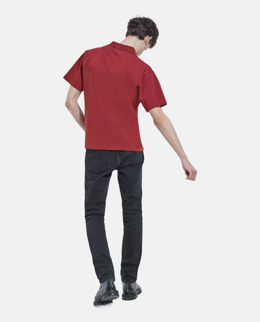 The Kooples H BORDEAUX burgundy polo with multicolored patchwork