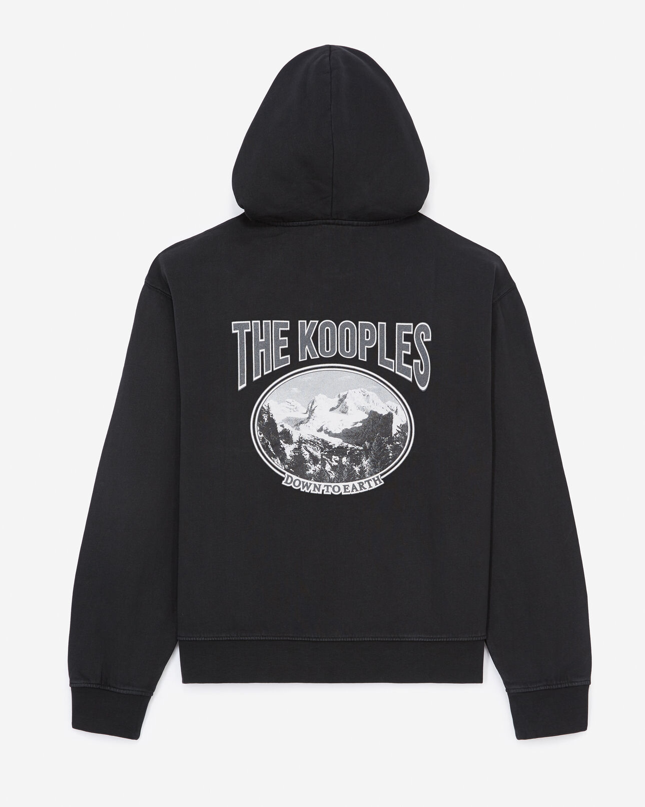 The Kooples WOMEN BLACK WASHED printed faded black sweatshirt with hood