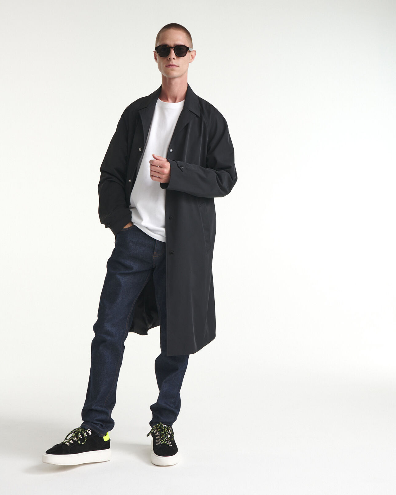 The Kooples HOMME BLACK trench fluide noir à boutons-pression