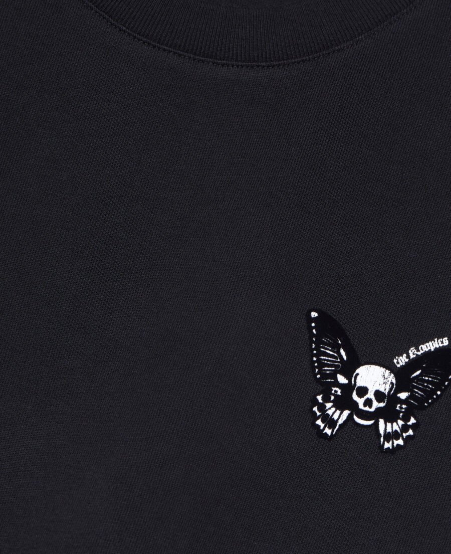 The Kooples HERREN BLACK schwarzes t-shirt mit butterfly-beflockung
