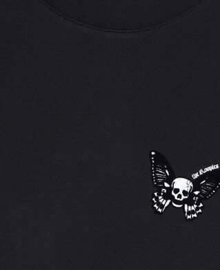 The Kooples HERREN BLACK schwarzes t-shirt mit butterfly-beflockung