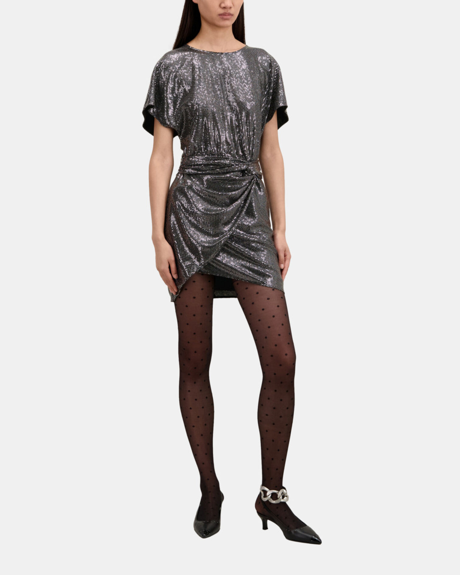 Kurzes Kleid mit Metalliceffekt, SILVER, hi-res image number null