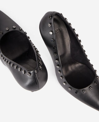 The Kooples F BLACK black leather studded heeled pumps