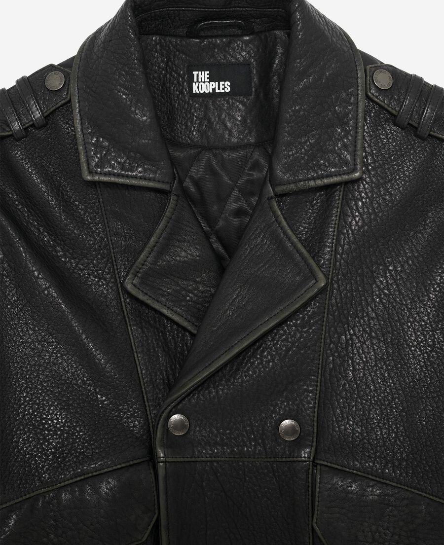 The Kooples MEN BLACK black leather jacket