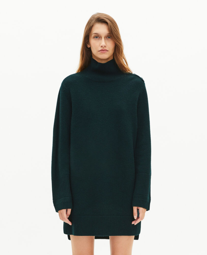 The Kooples WOMEN FOREST short dress in green wool