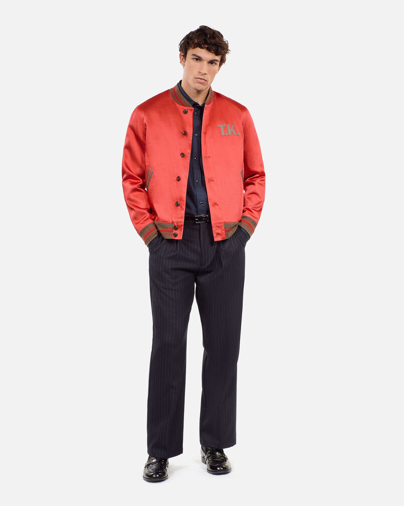 The Kooples HERREN RUBIS roter, satinierter blouson mit patches
