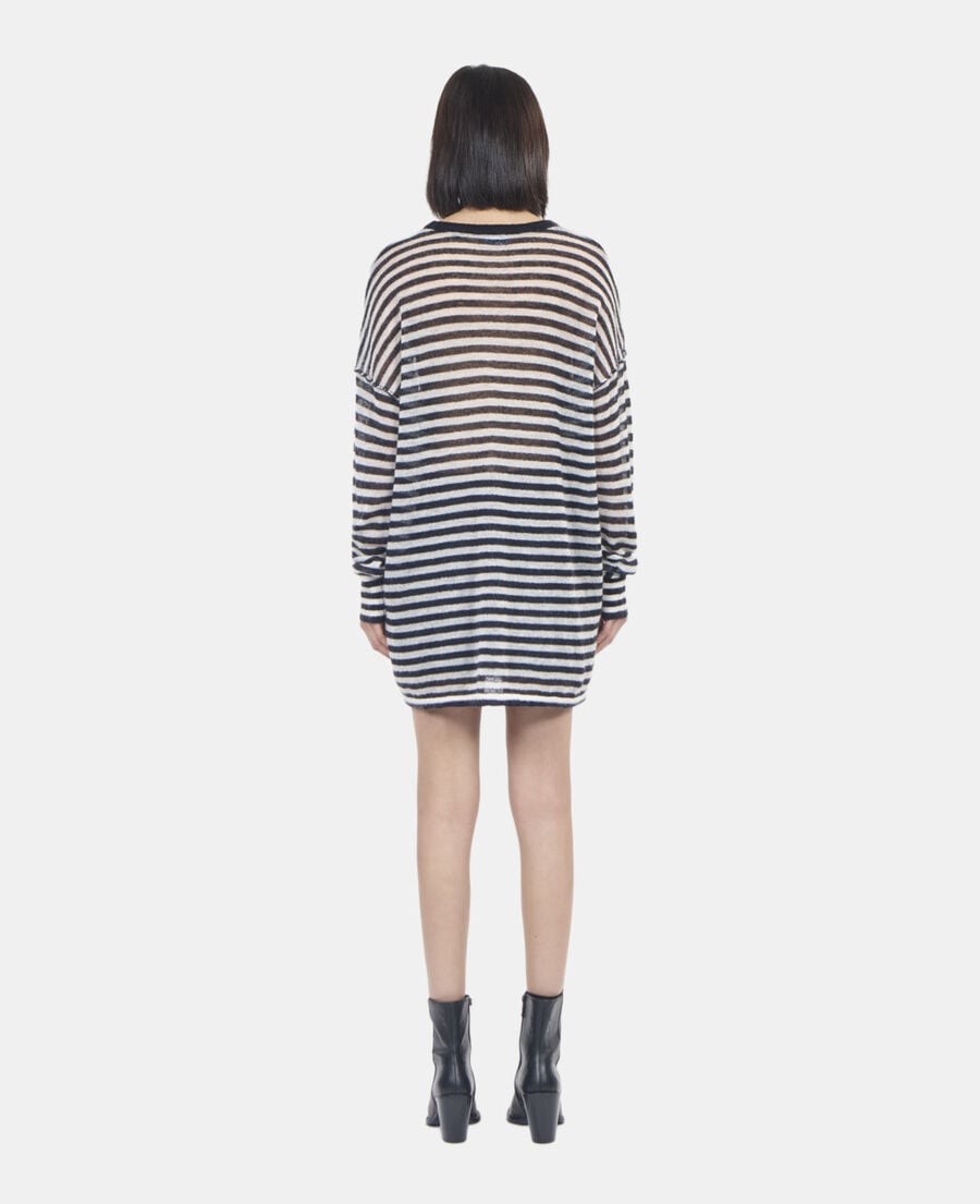 The Kooples DAMEN BLACK / WHITE gestreifter pullover aus mohair und wolle