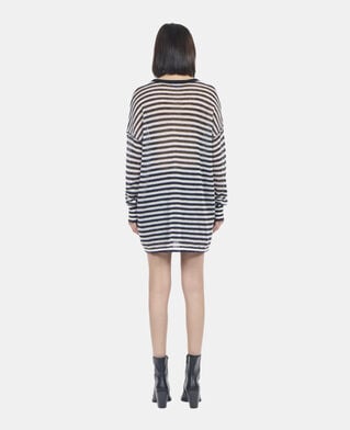 The Kooples DAMEN BLACK / WHITE gestreifter pullover aus mohair und wolle