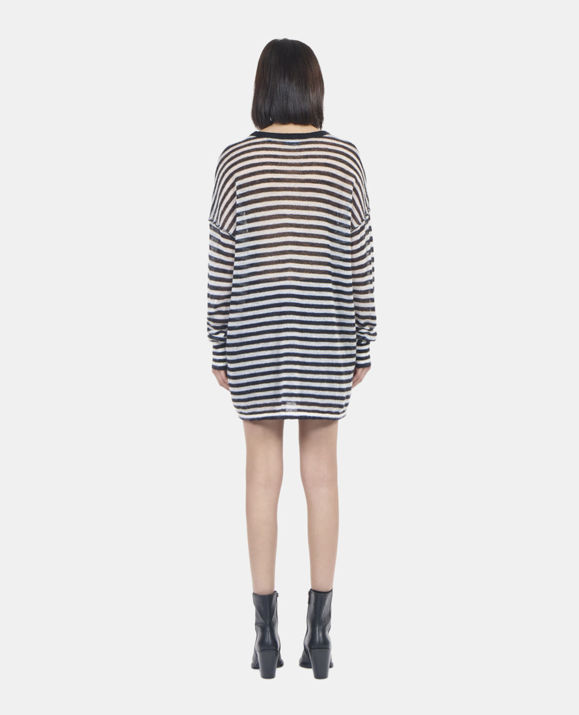 Gestreifter Pullover aus Mohair und Wolle, BLACK / WHITE, hi-res image number null