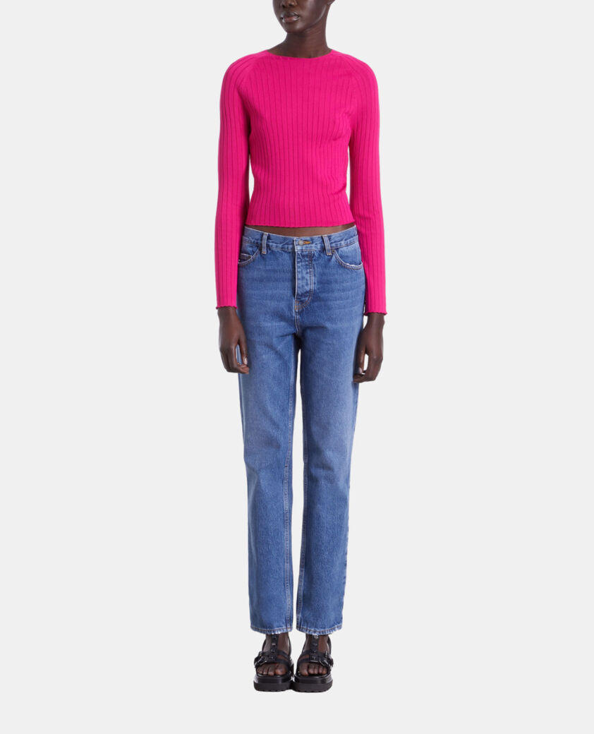 The Kooples WOMEN RASPBERRY fuchsia ribbed sweater