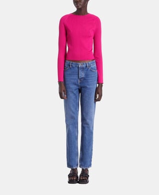 The Kooples DAMEN RASPBERRY fuchsienroter pullover mit gerippten details
