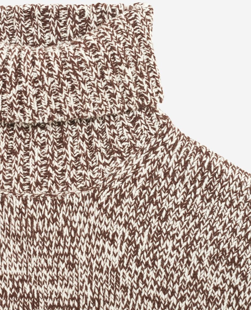 The Kooples HOMBRE BEIGE-BROWN jersey beige y blanco con cuello vuelto