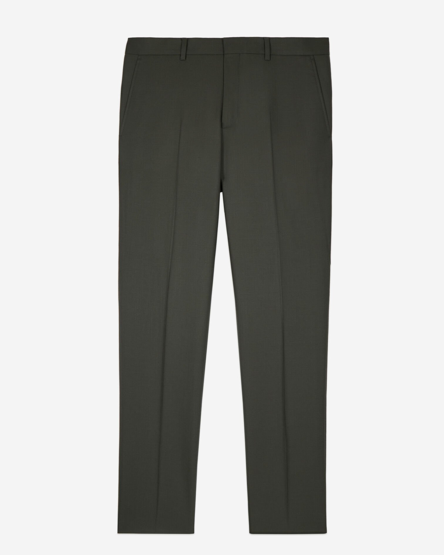Khaki wool suit trousers fitted trousers, KAKI, hi-res image number null