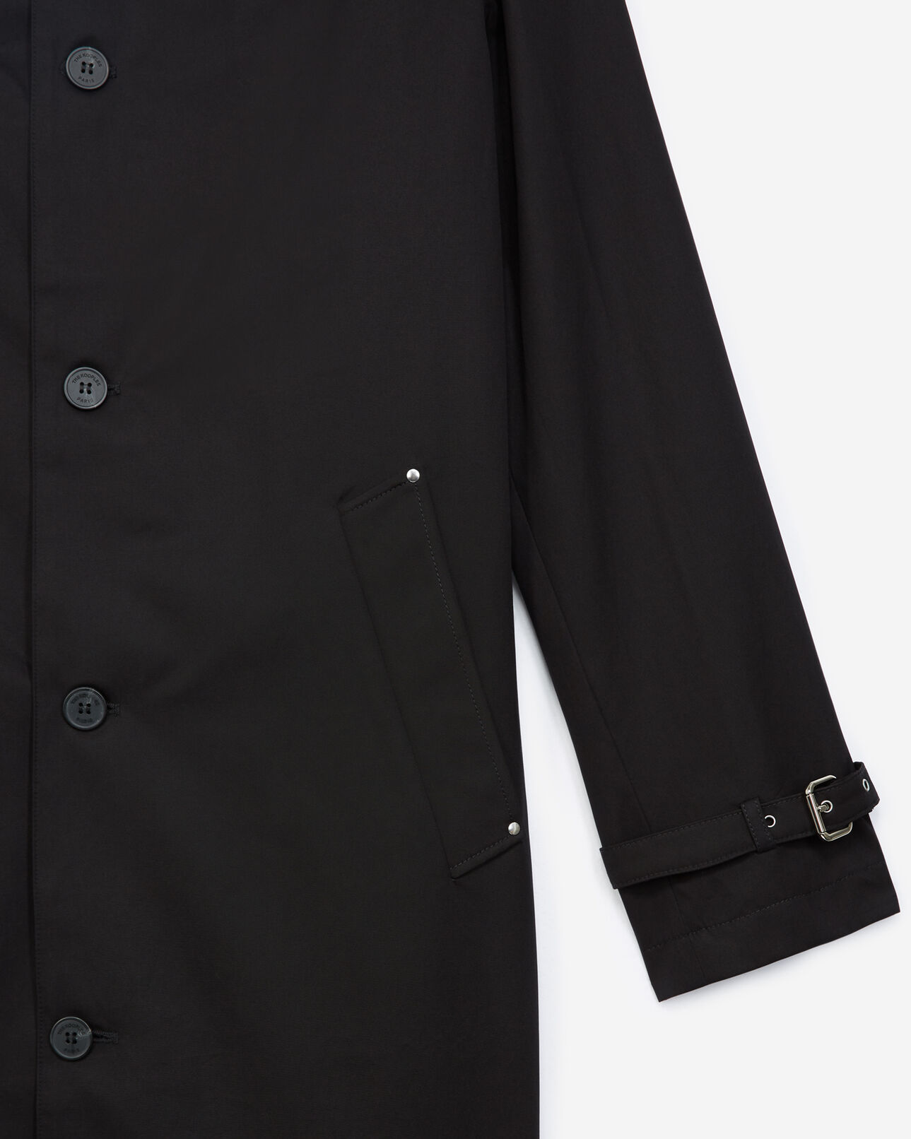 The Kooples HERREN BLACK schwarzer langer mantel mit kapuze