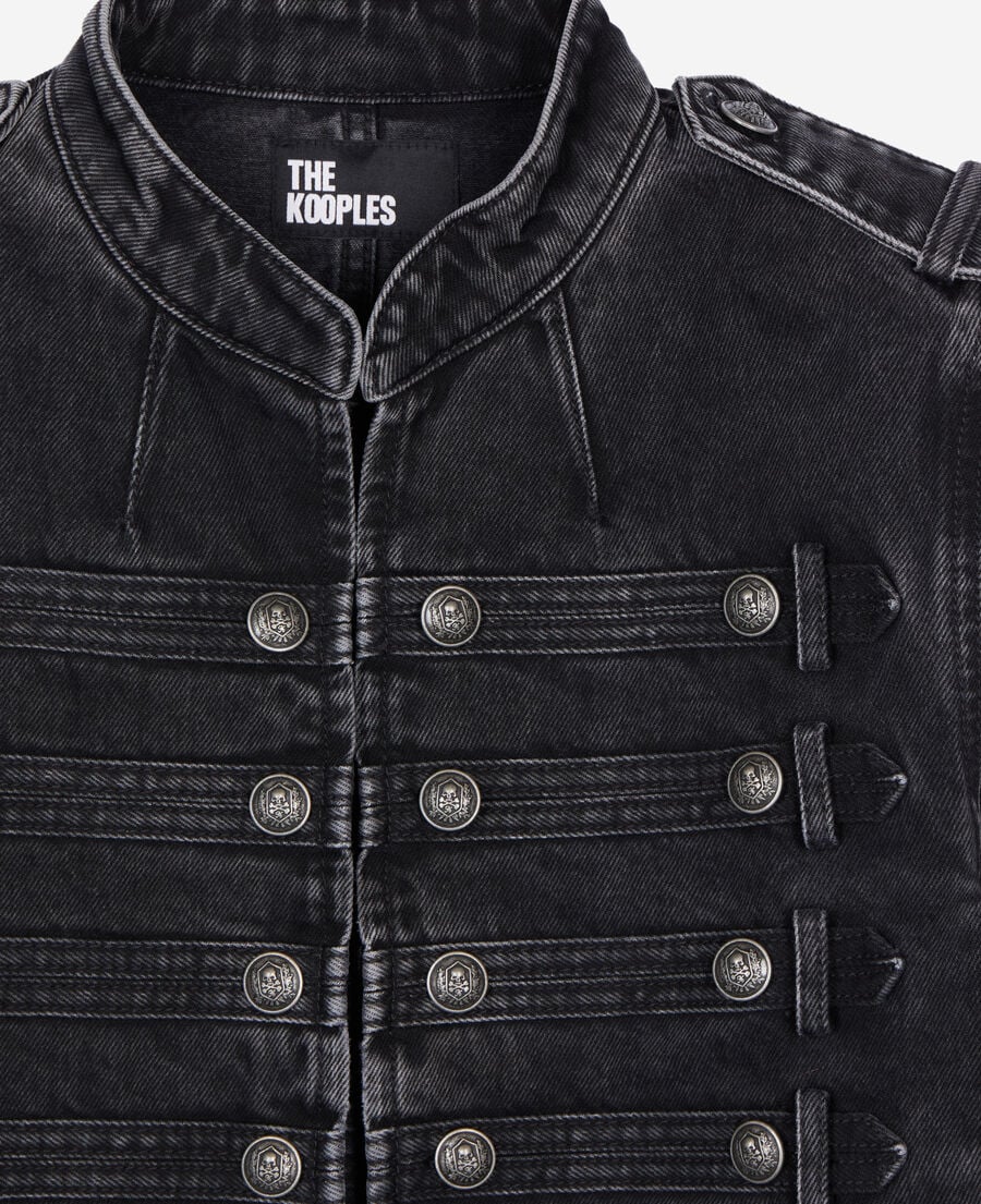 The Kooples FEMME BLACK WASHED veste style officier en denim grise