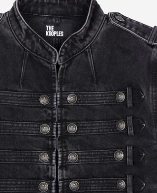 The Kooples FEMME BLACK WASHED veste style officier en denim grise