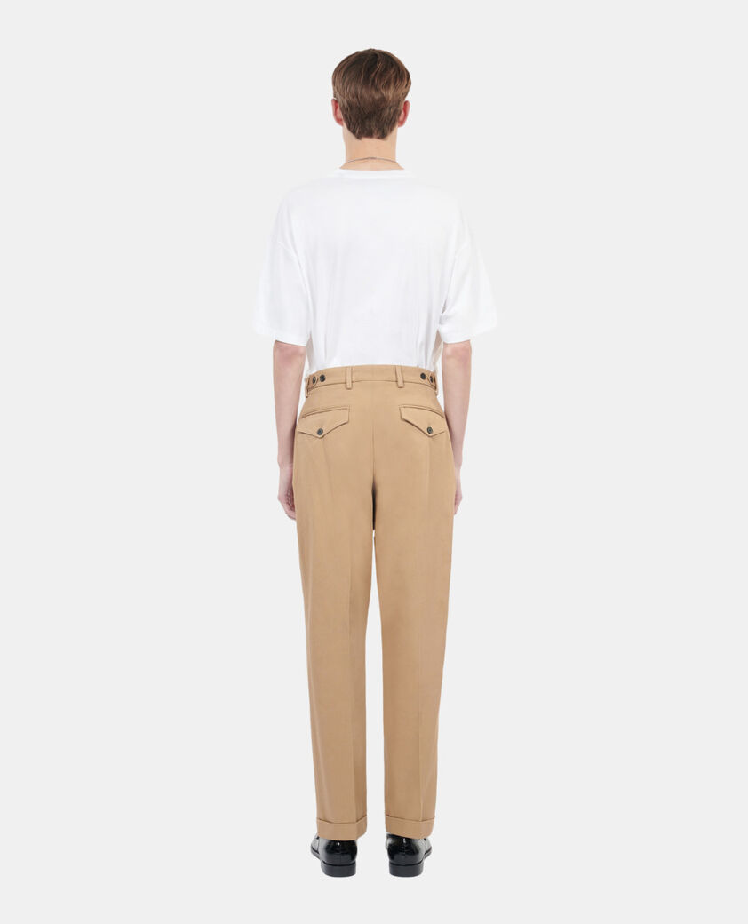 The Kooples HOMME CAMEL pantalon droit en coton camel