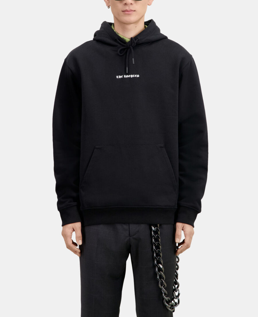 The Kooples HOMME BLACK sweatshirt &agrave; capuche avec s&eacute;rigraphie noir