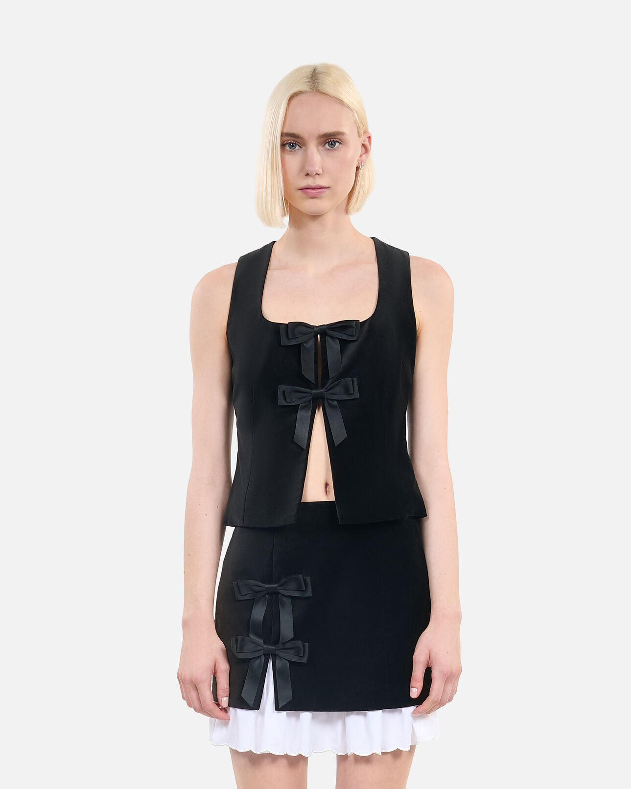The Kooples FEMME BLACK top en velours noir