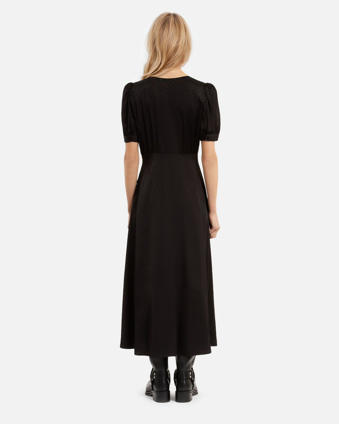 The Kooples WOMEN BLACK black long dress with button fastening