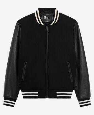 The Kooples MEN BLACK black varsity wool jacket