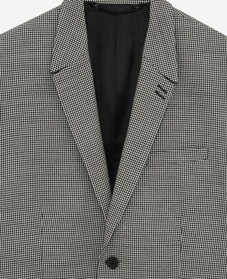 The Kooples MEN BLACK GREY black and white houndstooth suit jacket