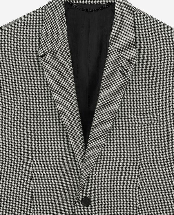 The Kooples HOMME BLACK GREY veste de costume en pied de poule noir et blanc