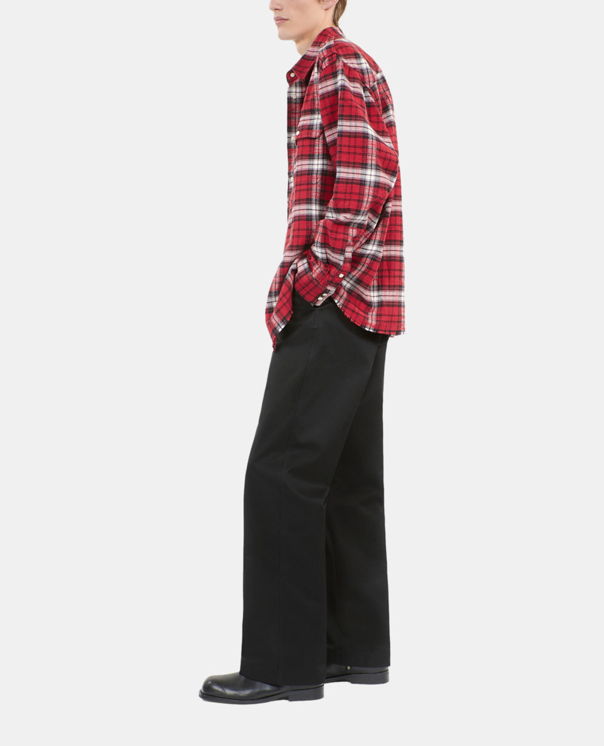 Red and white checked overshirt, BLACK-RED-WHITE, hi-res image number null