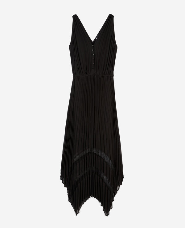 The Kooples FEMME BLACK robe longue plissée noire