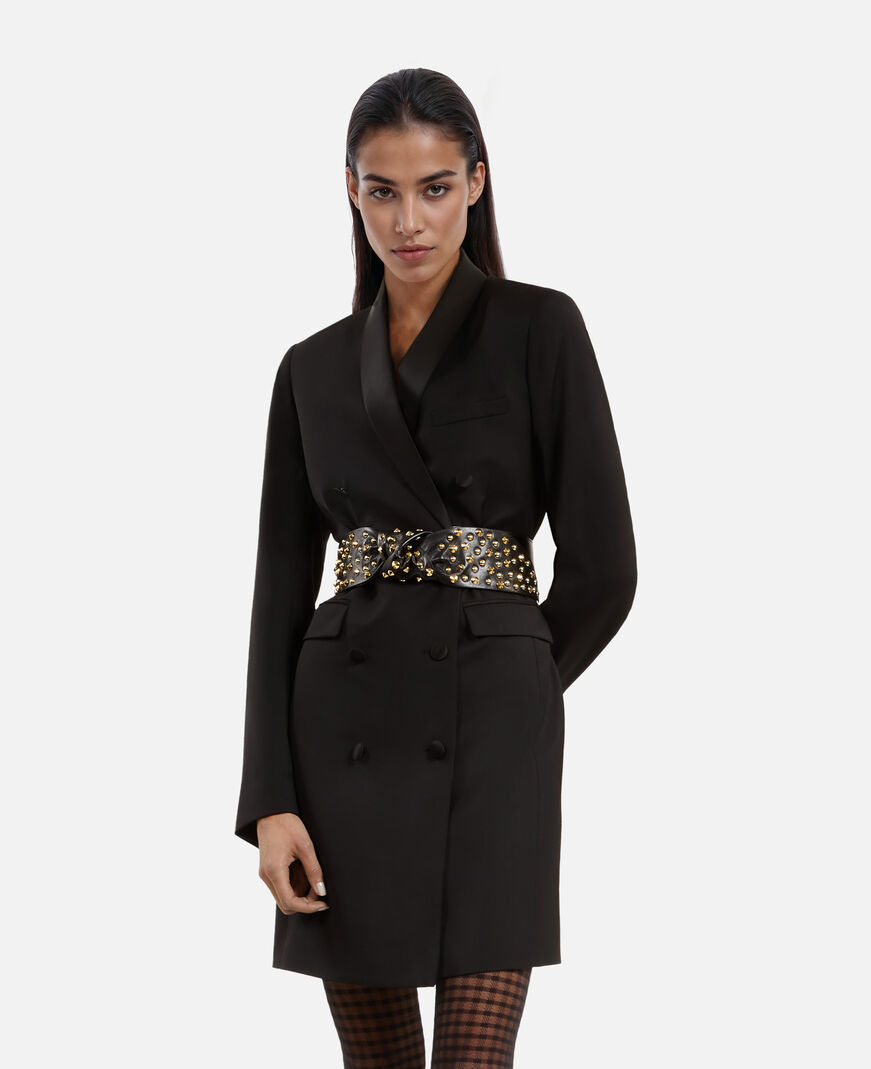 The Kooples DAMEN BLACK breiter gürtel mit nieten aus schwarzem leder