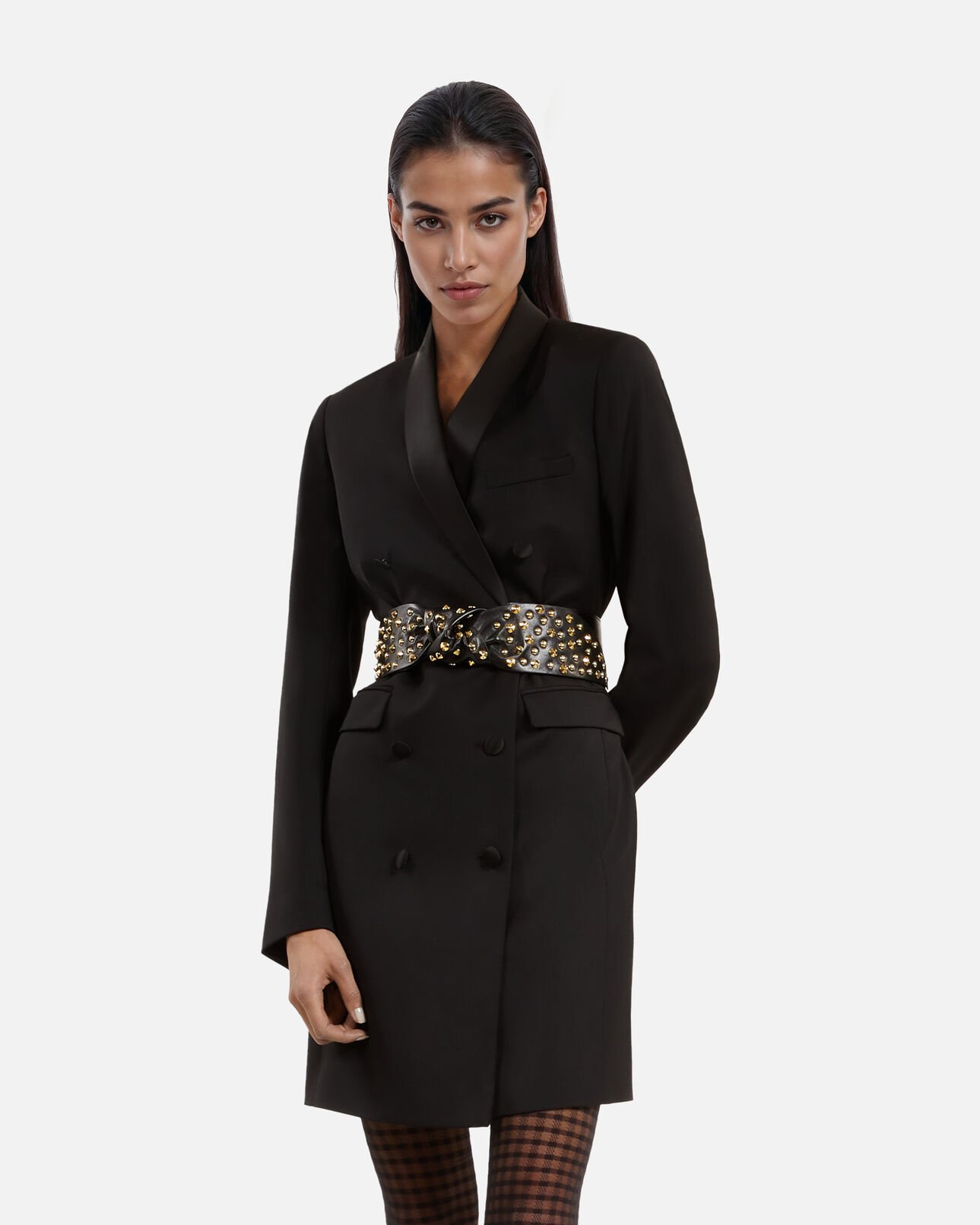 The Kooples FEMME BLACK ceinture large cloutée en cuir noir
