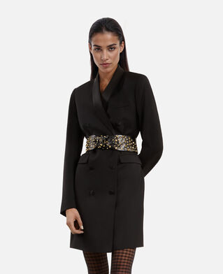 The Kooples DAMEN BLACK breiter gürtel mit nieten aus schwarzem leder