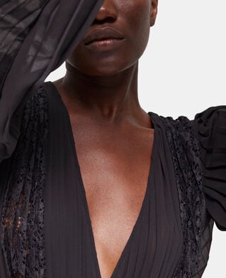 The Kooples DAMEN BLACK schwarzes kurzes spitzenkleid