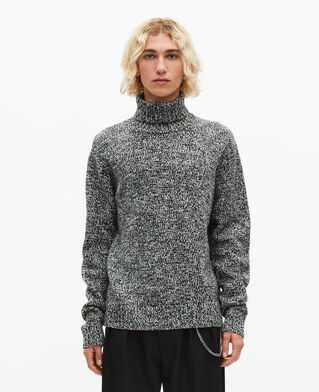 The Kooples HERREN BLACK WHITE mouliné-rollkragenpullover in schwarz und weiß